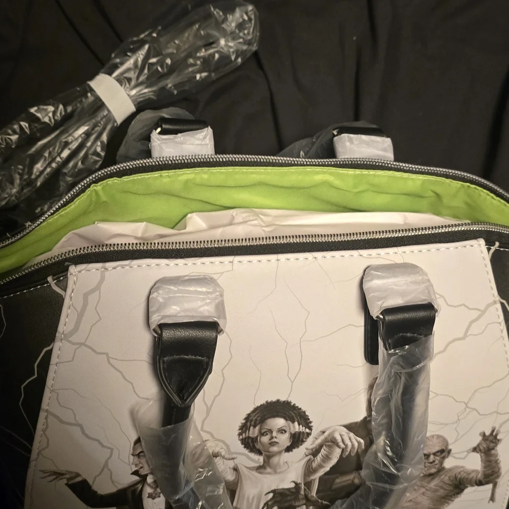 Loungefly Black and White Zombie Silhouette Satchel - Picture 5 of 6